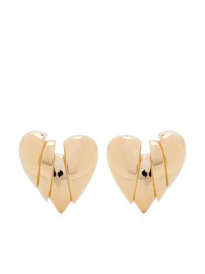 Amina Muaddi Heart Breaker Earrings In Gold