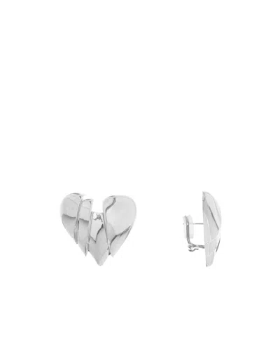 Amina Muaddi Heart-shaped Earrings In Silver