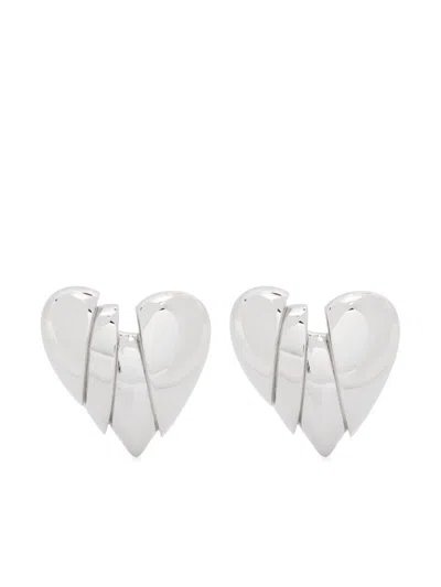Amina Muaddi Silver Heartbreaker Earrings