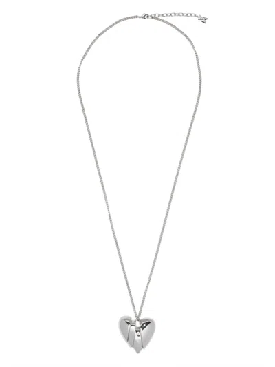 Amina Muaddi Heartbreaker Necklace In Silver