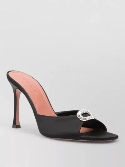 Amina Muaddi Heel Mules Open Toe Embellished Detail In Multi
