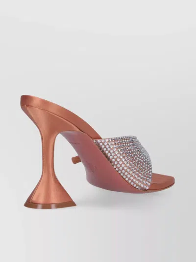 Amina Muaddi Heel Sandals Rhinestone Embellishment In Pink