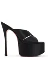 Amina Muaddi Salma 60 Satin Slipper With High Thin Heels In Black