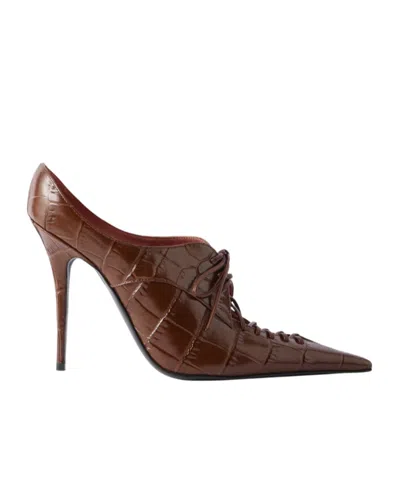Amina Muaddi Heeled Mules In Brown