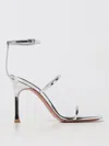 Amina Muaddi Maya 95mm Metallic Leather Sandals In Silber