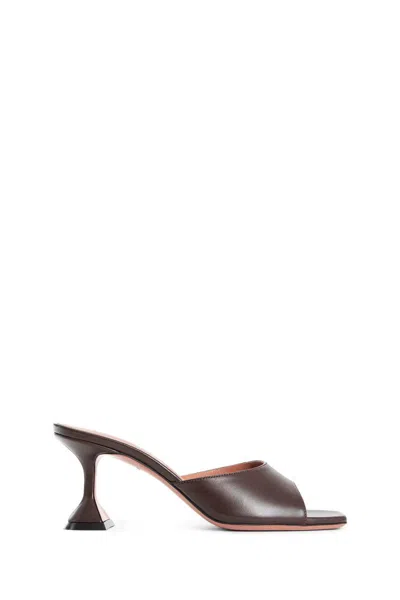 Amina Muaddi Lupita Open-toe Sculptural-heel Sandals In Brown
