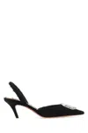 Amina Muaddi Camelia Tweed Slingback Pumps In Bla