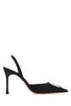 Amina Muaddi Camelia Patent Leather Slingback Pumps In Black