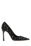 Amina Muaddi Elsa Crystal Suede Pumps In Black