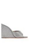 Amina Muaddi Sandals With Embellished Heels In Gresilchrcry