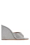 Amina Muaddi Sandals With Embellished Heels In Gresilchrcry