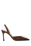 Amina Muaddi Pointed-toe Slingback Heels With Crystal Embellishment In Multi