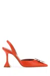 Amina Muaddi Orange Nappa Leather Begum Pumps In Orange