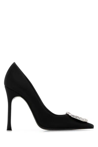 Amina Muaddi Heeled Shoes In Satinblackwhitebuckle