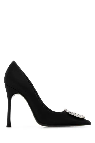 Amina Muaddi Heeled Shoes In Satinblackwhitebuckle
