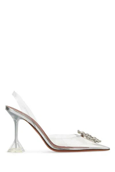 Amina Muaddi Rosie Crystal-embellished Bow-detailed Pvc Slingback Pumps In Animal Print