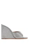 Amina Muaddi Sandals With Embellished Heels In Gresilchrcry