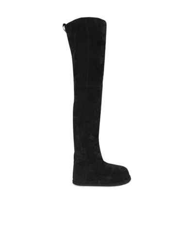 Amina Muaddi Heidi Round Toe Boots In Black