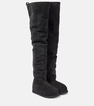 Amina Muaddi Heidi Thigh High Boot 15 Crosta Bla