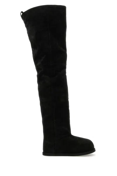 AMINA MUADDI AMINA MUADDI BLACK SUEDE HEIDI OVER-THE-KNEE BOOTS