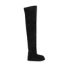 Amina Muaddi Black Suede Heidi Over The Knee Boots In White