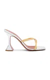 Amina Muaddi Criss Cross Henson Sandals With Metal Straps 9.5cm In Silver