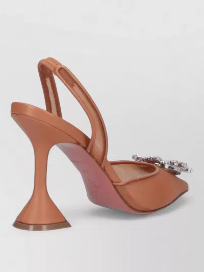 Amina Muaddi High Heel Pumps Pointed Toe Embellished In Brown