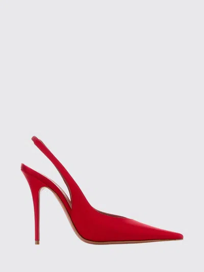 Amina Muaddi Slingback Satin Slingback Heel In Red
