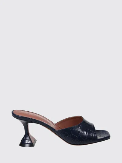 Amina Muaddi Lupita Croc-effect Leather Sandals In Blue