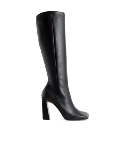 Amina Muaddi High-heeled Boots With Square Head In Black