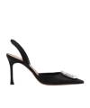 Amina Muaddi Camelia Patent Leather Slingback Pumps In Black
