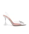 Amina Muaddi Transparent Begum Glass Slingback Heels In White