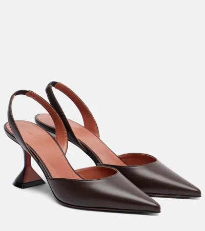 Amina Muaddi Stylish Pointed Toe High Heel Pumps In Burgundy