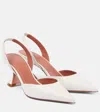 Amina Muaddi Holli 70 Leather Slingback Pumps In Weiss