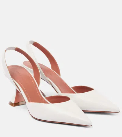 Amina Muaddi Holli 70 Leather Slingback Pumps In Ivory