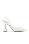 Amina Muaddi Holli Lace And Leather Slingback Pumps In Ivory