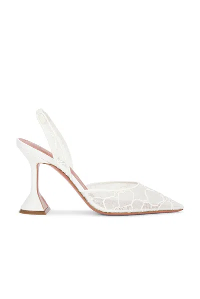 Amina Muaddi Sculptural Heel Leather Slingback Pumps In Neutral