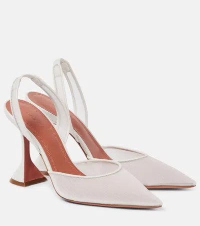 Amina Muaddi Slingback-pumps Holli 95 Aus Mesh In Weiss