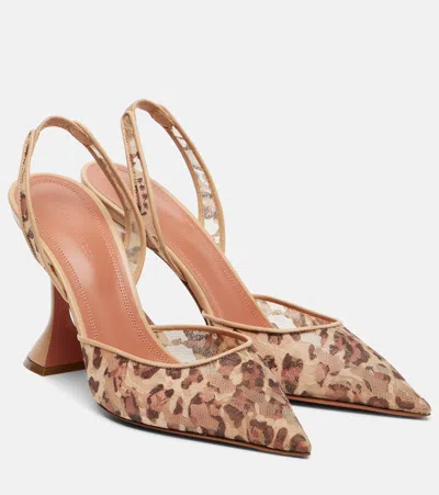 Amina Muaddi Holli 95 Leopard-print Slingback Pumps In Multi