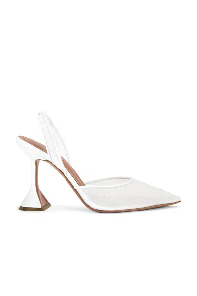 Amina Muaddi Sculptural Heel Leather Slingback Pumps In Neutral