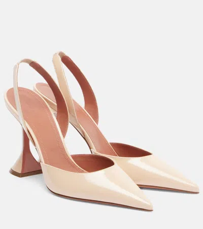 Amina Muaddi Holli 95 Patent Leather Slingback Pumps In Pink