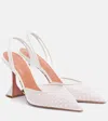 Amina Muaddi Sculptural Heel Leather Slingback Pumps In White