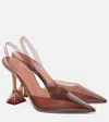 Amina Muaddi Holli Glass Slingback Pumps 105 In Brown
