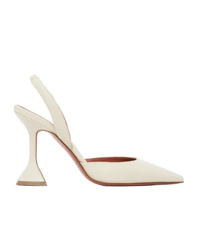 Amina Muaddi Holli 95 Sling Pointed-toe High-heeled Sandals In White