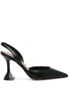 Amina Muaddi Holli 95 Velvet Slingback Pumps In Black