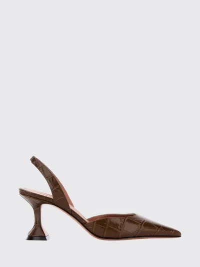Amina Muaddi ホリ クロコプリントレザー スリングバック In Brown