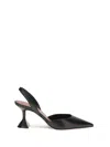 Amina Muaddi Women's Holly Leather Slingback Pumps In Black