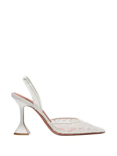 Amina Muaddi Holli Floral-lace Slingback Pumps In Black