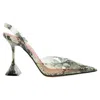 Amina Muaddi Holli Glass 95mm Snakeskin-effect Pumps Women In Green