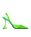 Amina Muaddi Green Holli Glass Sling Heels In Green